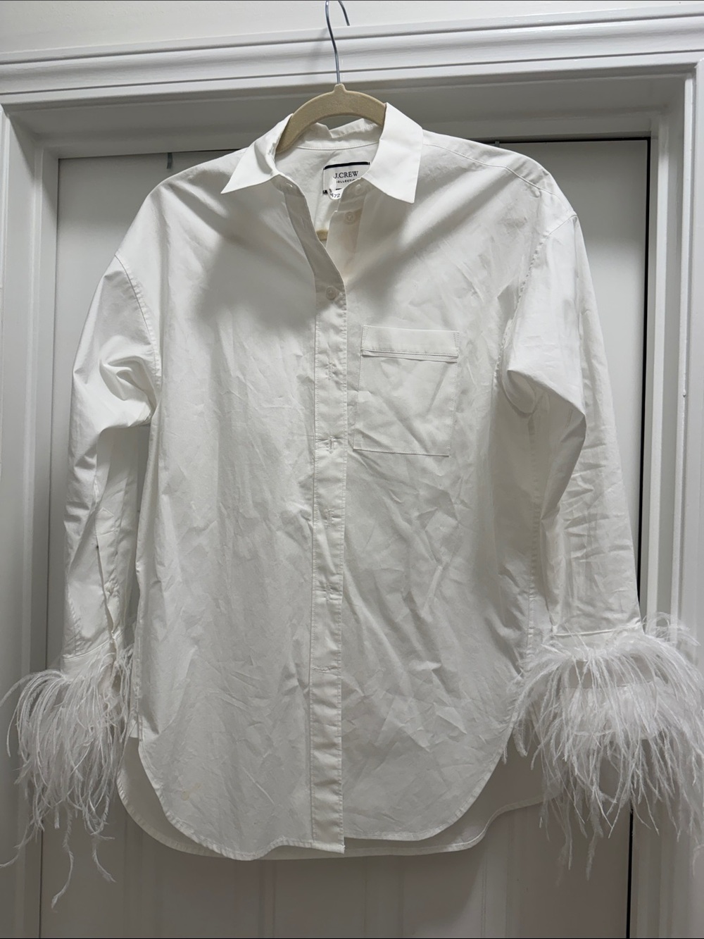 J.Crew Feather-Trim Cotton Poplin Button-Up Shirt